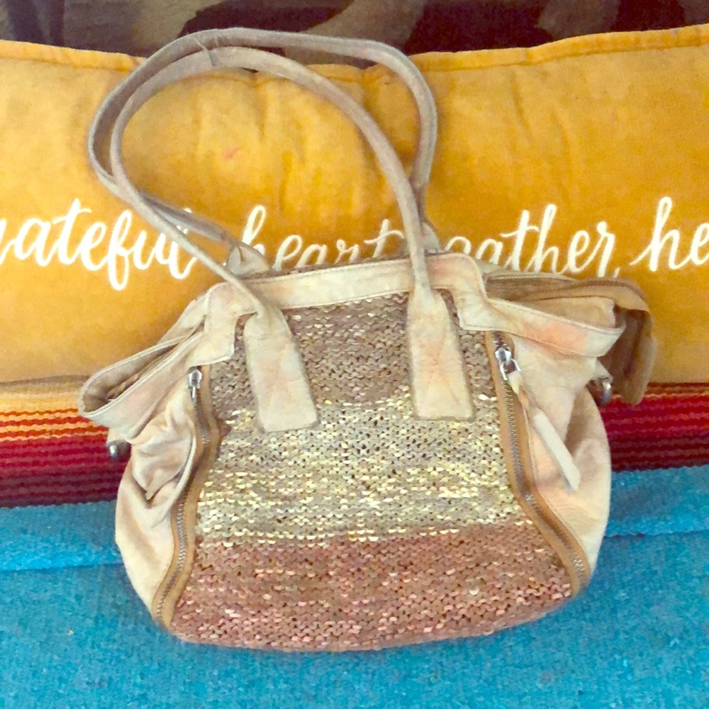 All leather woven free people purse